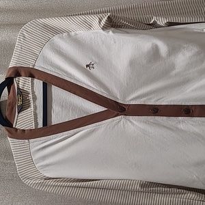 Original Penguin Men's Brown, White & Beige Cardigan Size: S Small
